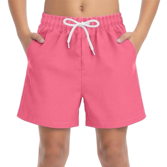 KyCheLot Boys Beach Shorts Lightweight Basic Elastic Waist Drawstring Loose Swim Trunks with Pockets 4-15 Years