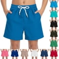 thumbnail image 1 of KyCheLot Boys Beach Shorts Lightweight Basic Elastic Waist Drawstring Loose Swim Trunks with Pockets 4-15 Years, 1 of 6
