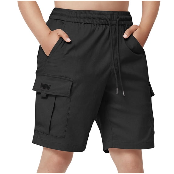 KyCheLot Boys Cargo Shorts Summer Outdoor Hiking Shorts Drawstring Elastic Waist School Short with Multi Pockets