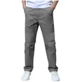 thumbnail image 1 of KyCheLot Boys Casual Cargo Pants Multi-pockets Straight Leg Trousers School Uniforms Pants 3-14 Years, 1 of 7