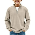 thumbnail image 1 of KyCheLot Boys Casual Shirts Vintage Corduroy 1/4 Zip Collar Long Sleeve Lightweight Loose Sweatshirt School Wear 4-15Years, 1 of 5