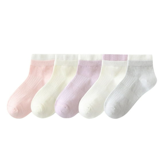 KyCheLot Boys Girls Casual Socks 5 Pairs Athletic Cotton Ankle Socks Breathable Crew Socks for 3-14 Years