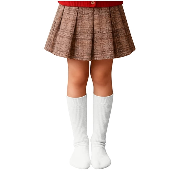 KyCheLot Boys' Girls' Cotton Socks Winter Knee-High Solid Color Socks Kids Thicken Fleece Stocking
