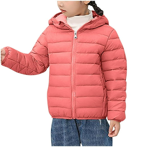 KyCheLot Boys Girls Down Coat Warm Hooded Quilted Lightweight Windproof Full Zip with Pockets Winter Outerwear 3-16Years