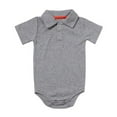 thumbnail image 1 of KyCheLot Boys Girls Dress Bodysuit Lapel Collar Solid Color Short Sleeve Cotton Romper Summer Clothes 3-36 Months, 1 of 7