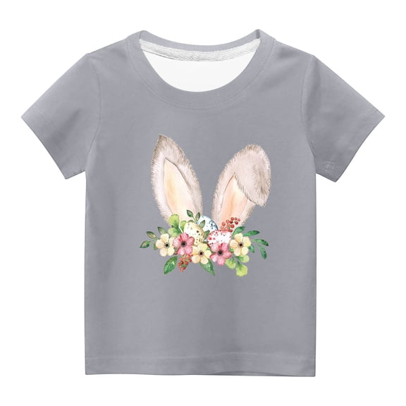 KyCheLot Boys Girls Easter T-Shirt Loose Short Sleeves Casual Crewneck Printed Shirt for Toddler Kids 3-14 Years