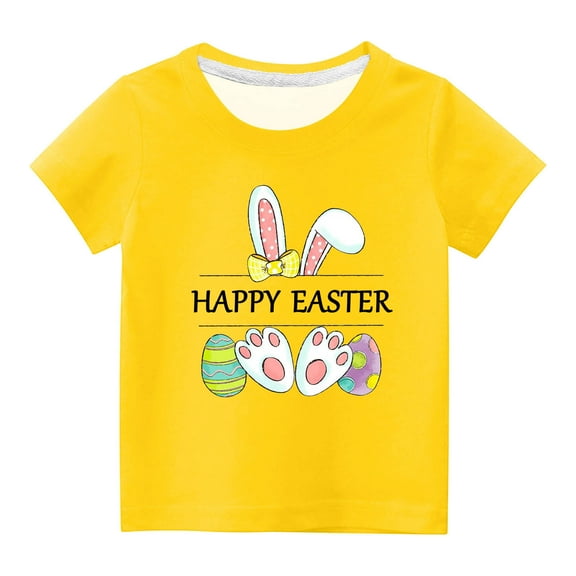 KyCheLot Boys Girls Easter T-Shirt Loose Short Sleeves Casual Crewneck Printed Shirt for Toddler Kids 3-14 Years