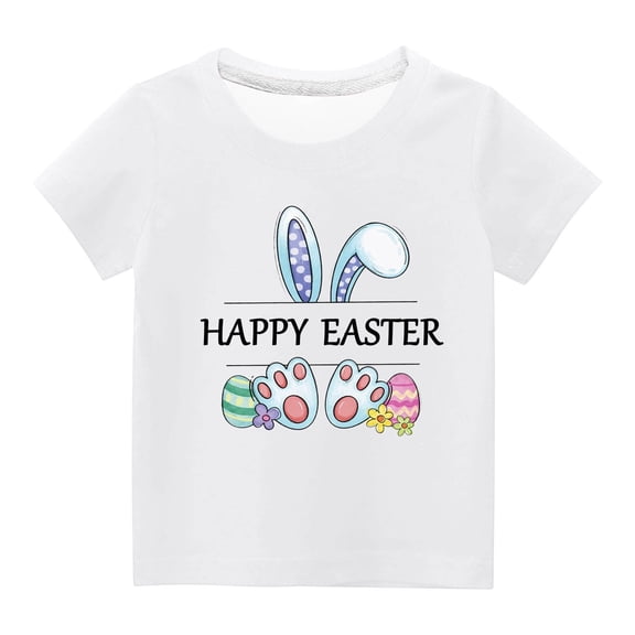 KyCheLot Boys Girls Easter T-Shirt Loose Short Sleeves Casual Crewneck Printed Shirt for Toddler Kids 3-14 Years
