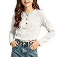 thumbnail image 1 of KyCheLot Boys' Girls' Knitted Tops Long Sleeve Round Neck Button down Tops Kids Comfy Solid Color Clothes, 1 of 5