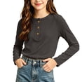 thumbnail image 1 of KyCheLot Boys' Girls' Knitted Tops Long Sleeve Round Neck Button down Tops Kids Comfy Solid Color Clothes, 1 of 5