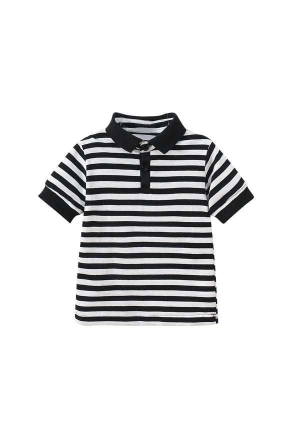 Boys Girls School Shirt Collar Stripe Button up Short Sleeve Comfy Cotton School Uniform Tops 1-9 Years