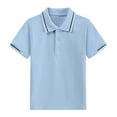 thumbnail image 1 of KyCheLot Boys Girls School Shirts Cotton Breathable Button Collared Short Sleeve Uniform Tshirts for 3-15 Years, 1 of 5