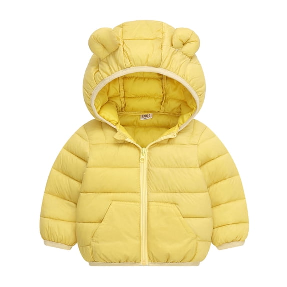 KyCheLot Boys' Girls' Zip up Jacket Solid Color Long Sleeve Hooded Outerwear Kids Windproof Thermal Winter Coats