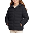 thumbnail image 1 of KyCheLot Boys Girls Zip up Jacket Solid Color Long Sleeve Hooded Outerwear Kids Winter Warm Windproof Coats, 1 of 8