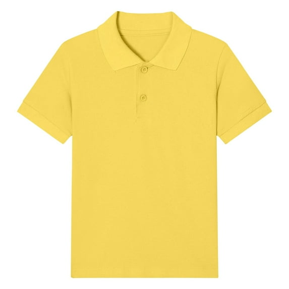 KyCheLot Boys School Uniform Tops Classic Buttons Collared Short Sleeve Solid Color Casual Cotton T Shirts 2-15 Years