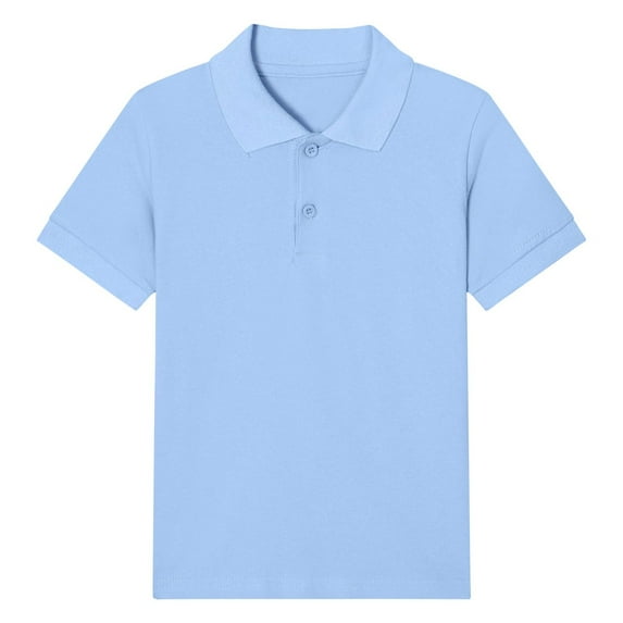 KyCheLot Boys School Uniform Tops Classic Buttons Collared Short Sleeve Solid Color Casual Cotton T Shirts 2-15 Years