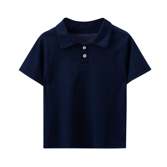 KyCheLot Boys Summer School Shirt Collared Uniform Short Sleeve Solid Color Button Casual Cotton Golf Shirts
