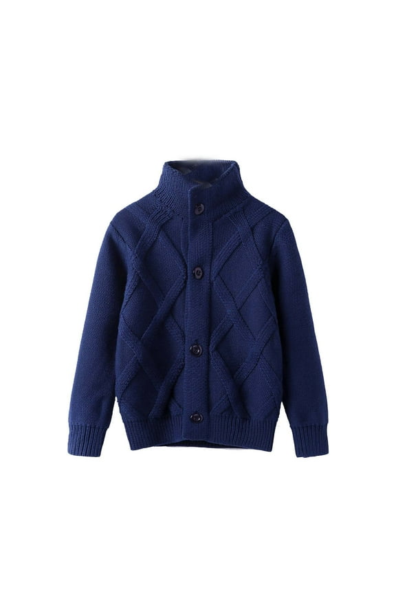 Boys Sweater Jackets School Uniform Cardigan Stand Collar Button Cotton Soft Warm Knit Cardigan 2-12 Years