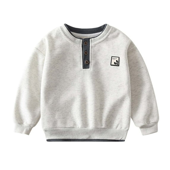 KyCheLot Boys Sweatshirts Color Block Crewneck Long Sleeve Pullover Top Spring Cotton Shirts 2-10 Years