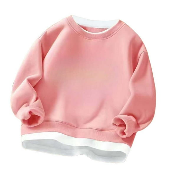 KyCheLot Boys Sweatshirts Pullover Long Sleeve Round Neck Solid Color School Everyday Wear Tshirts Tops 2-13 Years