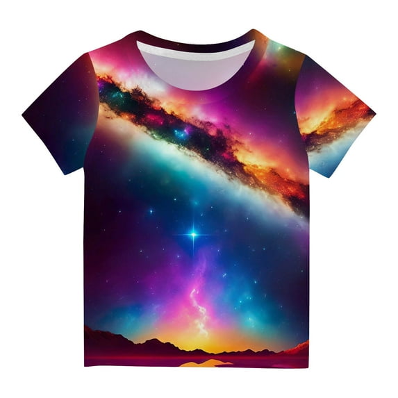 KyCheLot Boys T Shirts Fashion Printed Colorful Short Sleeve Crewneck Summer Shirt Tops for Kids 3-14 Years