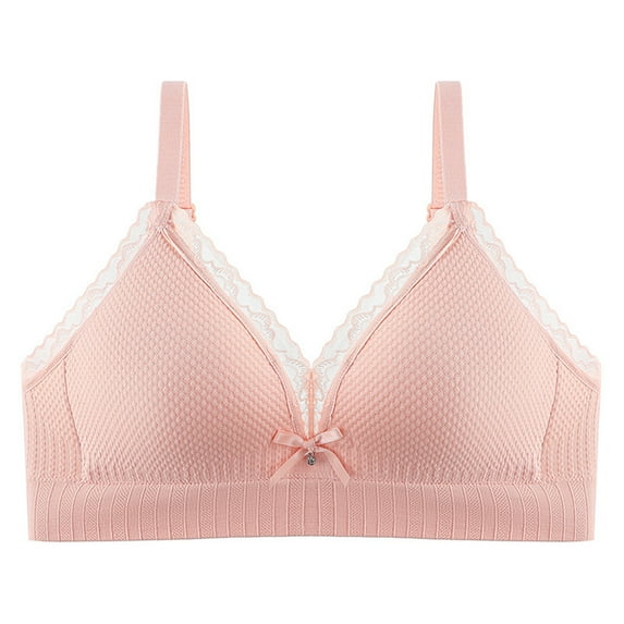 KyCheLot Bra for Big Girls Cute Lace Trim Back Closure Adjustable Strap Lightly Wireless Training Bra 14-18 Years