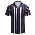 thumbnail image 1 of KyCheLot Business Shirt for Men Slim Lapel Short Sleeve Summer Button down Shirts Stripe Blouse Work, 1 of 4