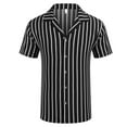 thumbnail image 1 of KyCheLot Business Shirt for Men Slim Lapel Short Sleeve Summer Button down Shirts Stripe Blouse Work, 1 of 3
