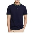 thumbnail image 1 of KyCheLot Business Tops for Men Basic Button Solid Color Short Sleeve Lapel Slim Work Shirt Casual, 1 of 5