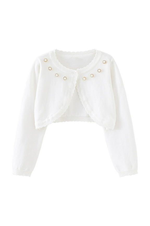 Cardigan for Girls Long Sleeve Crop Cute Knit Soft Sweaters Tops for Dress 1-14 Years