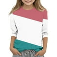 thumbnail image 1 of KyCheLot Casual 3/4 Sleeve Tshirts for Girls Stretchy Loose Round Neck Printed Tunic Tops Spring Summer 3-12 Years, 1 of 4