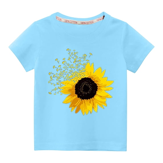 KyCheLot Casual T-Shirt for Boys Girls Trendy Crewneck Short Sleeve Cotton Blouse Tops Summer 3-10 Years