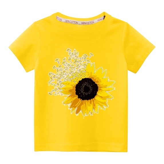 KyCheLot Casual T-Shirt for Boys Girls Trendy Crewneck Short Sleeve Cotton Blouse Tops Summer 3-10 Years