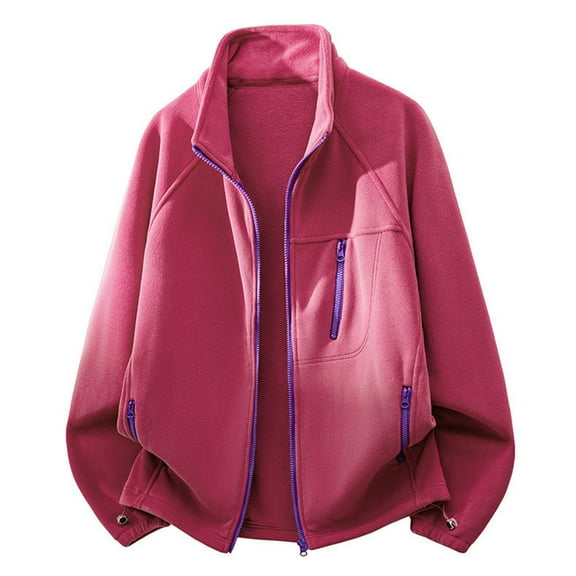 KyCheLot Casual Warm Jackets for Men Loose Lightweight Full Zip Stand Collar Winter Fleece Coats Hiking Outdoor