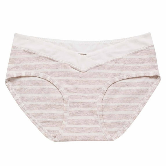 KyCheLot Comfy Cotton Underwear for Women Stripe Soft Mid Waist Full Coverage Dailywear Panties