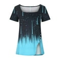 thumbnail image 1 of KyCheLot Comfy T-Shirts for Women Summer Lightweight Side Spilt Button Short Sleeve Tunic Tops, 1 of 4
