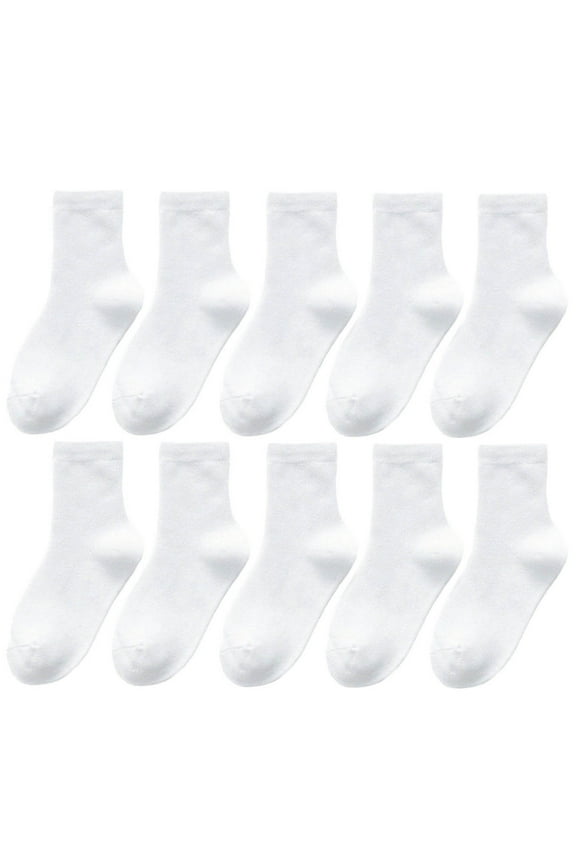 Cotton Ankle Socks for Boys Girls 10 Pairs Schoolwear Breathable Solid Color Athletic Socks 1-16 Years