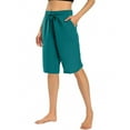 thumbnail image 1 of KyCheLot Cotton Linen Shorts for Women Knee Length Drawstring Elastic Waist Shorts Casual Summer Pants with Pockets, 1 of 5