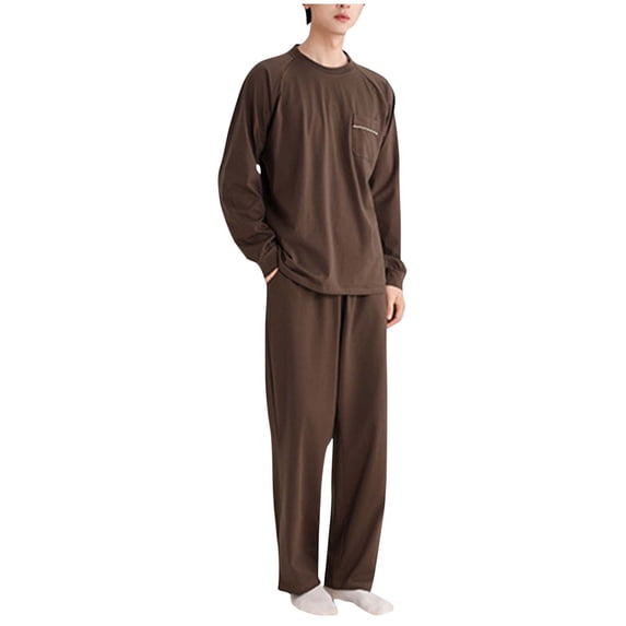 KyCheLot Cotton Pajamas Sets for Men Long Sleeve Pullover and Pants with Elastic Waist Casual for Sleeping and Lounging.