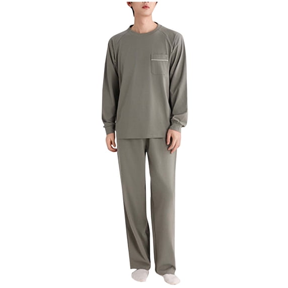 KyCheLot Cotton Pajamas Sets for Men Long Sleeve Pullover and Pants with Elastic Waist Casual for Sleeping and Lounging.