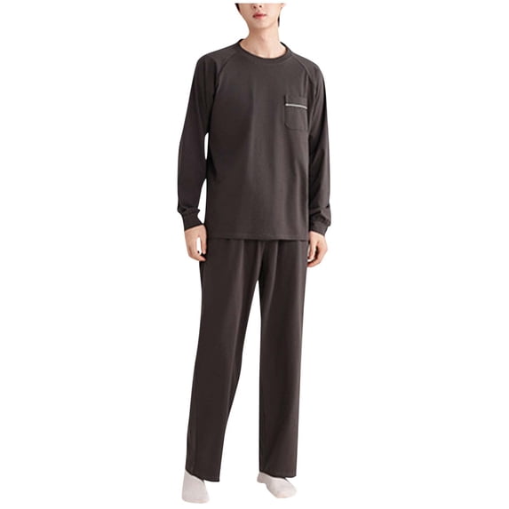 KyCheLot Cotton Pajamas Sets for Men Long Sleeve Pullover and Pants with Elastic Waist Casual for Sleeping and Lounging.