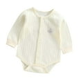 thumbnail image 1 of KyCheLot Cotton Romper for Girls Boys Snap Long Sleeve Bodysuit Solid Color Clothes Newborn 0-12 Months, 1 of 2