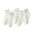 thumbnail image 1 of KyCheLot Cotton Socks for Todder Kids 5 Pairs Casual Breathable Thin Stretchy Comfy Ankle Socks for 3-14 Years, 1 of 3