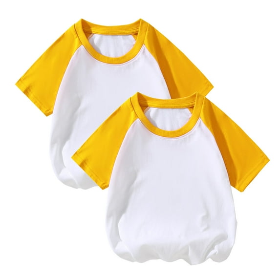 KyCheLot Cotton T-Shirt for Boys Girls 2 Pack Comfy Crewneck Short Sleeve T Shirts Summer 3-12 Years