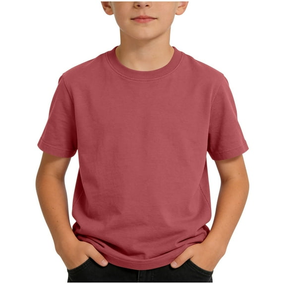 KyCheLot Cotton Tees for Boys Classic Short Sleeve Solid Color Crewneck T-Shirts Casual Atheletic 2-15 Years