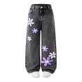 thumbnail image 1 of KyCheLot Cute Jeans for Girls Patchwork Elastic High Waisted Wide Leg Denim Long Pants with Pockets 7-14 Years, 1 of 5