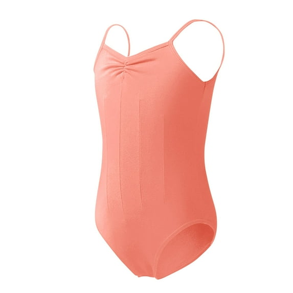 KyCheLot Dance Bodysuit for Girls V Neck Spaghetti Strap Quick Dry Comfy Sleeveless Leotard for Dance 3-14 Years