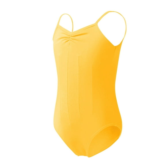 KyCheLot Dance Bodysuit for Girls V Neck Spaghetti Strap Quick Dry Comfy Sleeveless Leotard for Dance 3-14 Years