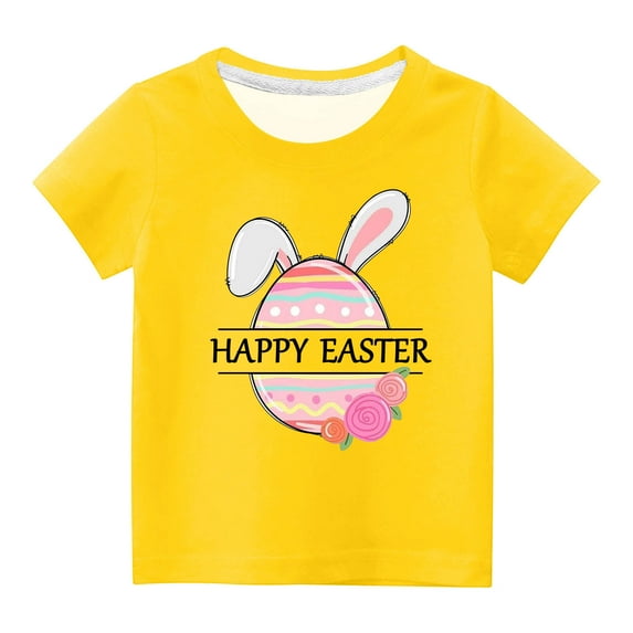 KyCheLot Easter Boys Girls T-Shirt Printed Short Sleeves Casual Shirt for Toddler and Kids 3-14 Years