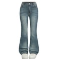 thumbnail image 1 of Kychelot Girl's Flare Jeans Vintage Zip up Button Waist Denim Pants with Pockets Schoolwear 6-13 Years, 1 of 7